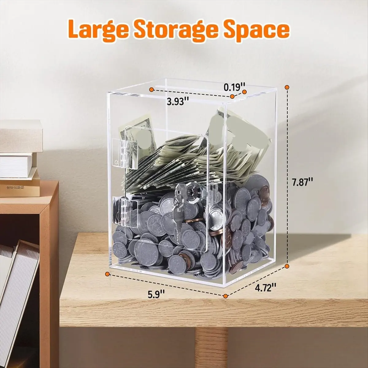 KSOL Acrylic Donation Ballot Box- Tip Jar For Money with Lock Key Suggestion Box Comment Box Vote Box