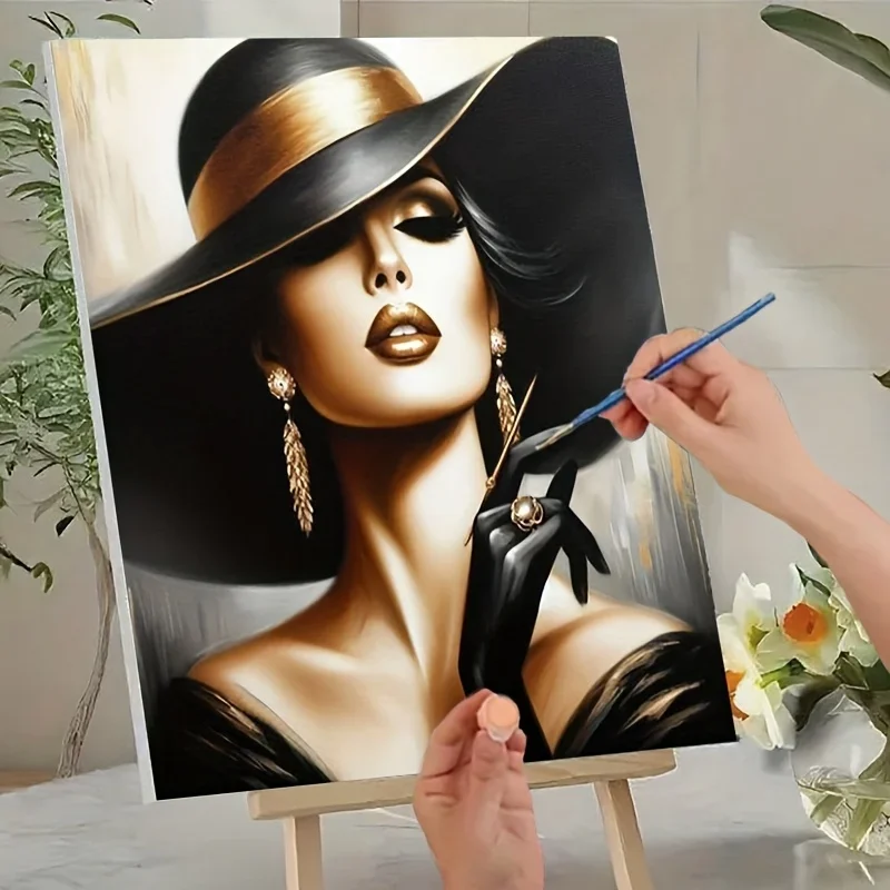 Professional Art Use 1pc Beginner-Friendly DIY Adult Paint by Numbers Kit - Includes Acrylic Paints, Canvas, 3 Paintbrushes, and