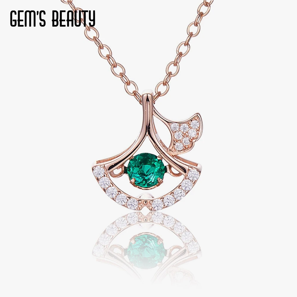 Gem's Beauty 925 Sterling Silver Lab Green Emerald Ballet Skirt Necklace For Women Pendant With Chain 45cm Girl Accessories