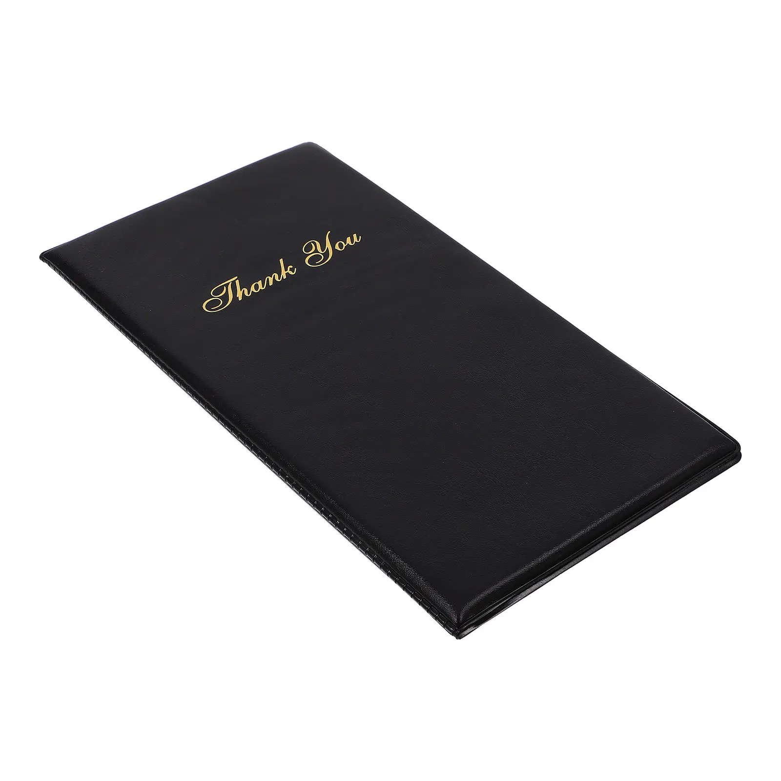 

Elegant Book Holder for Servers Featuring Gold Thank You Message Hand-Stitched Cover Large Capacity Restaurant Bar