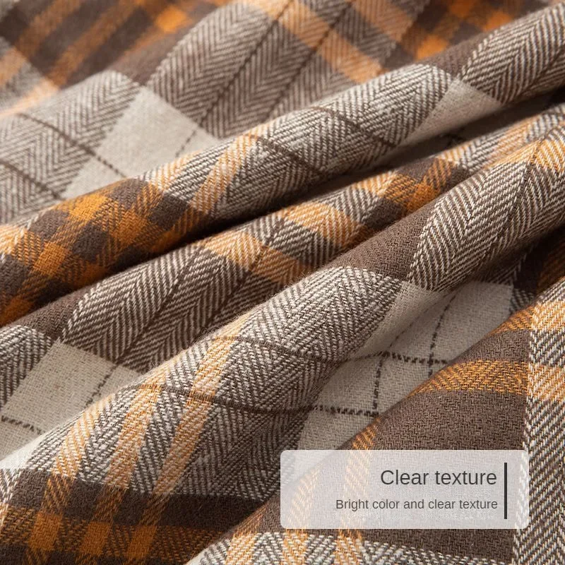 Brushed Plaid Fabric By The Meter for Needlework Shirts Dress Skirt Pants Coat Diy Sewing Soft Wearable Comfortable Cotton Cloth