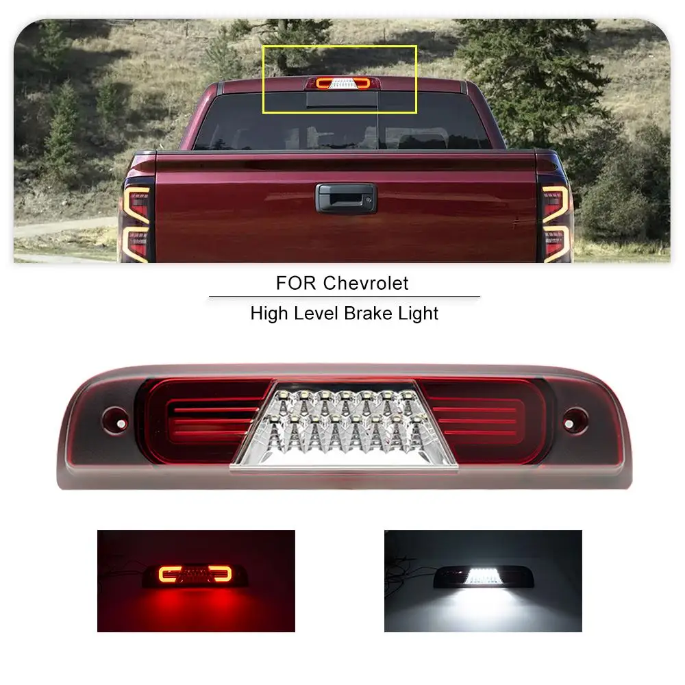 

For Chevrolet Chevy Silverado 1500 2500 3500 1999-2007-2018 LED High Mount Third 3rd Brake light tail Cargo lamp bar Assemb