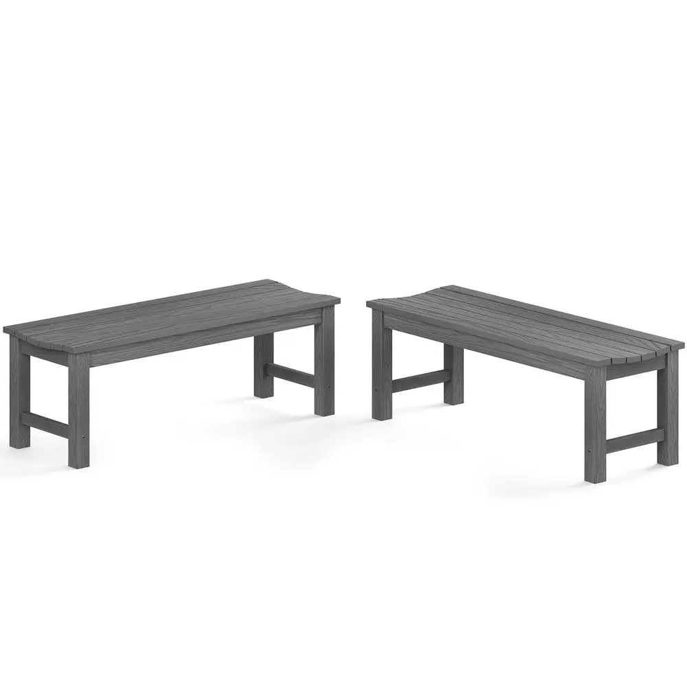 

Bench Set of 2, 2Person Patio Backless Benches, HIPS Weatherproof Garden Bench That Never Rot and Fade, Suit for Backyard, Chur