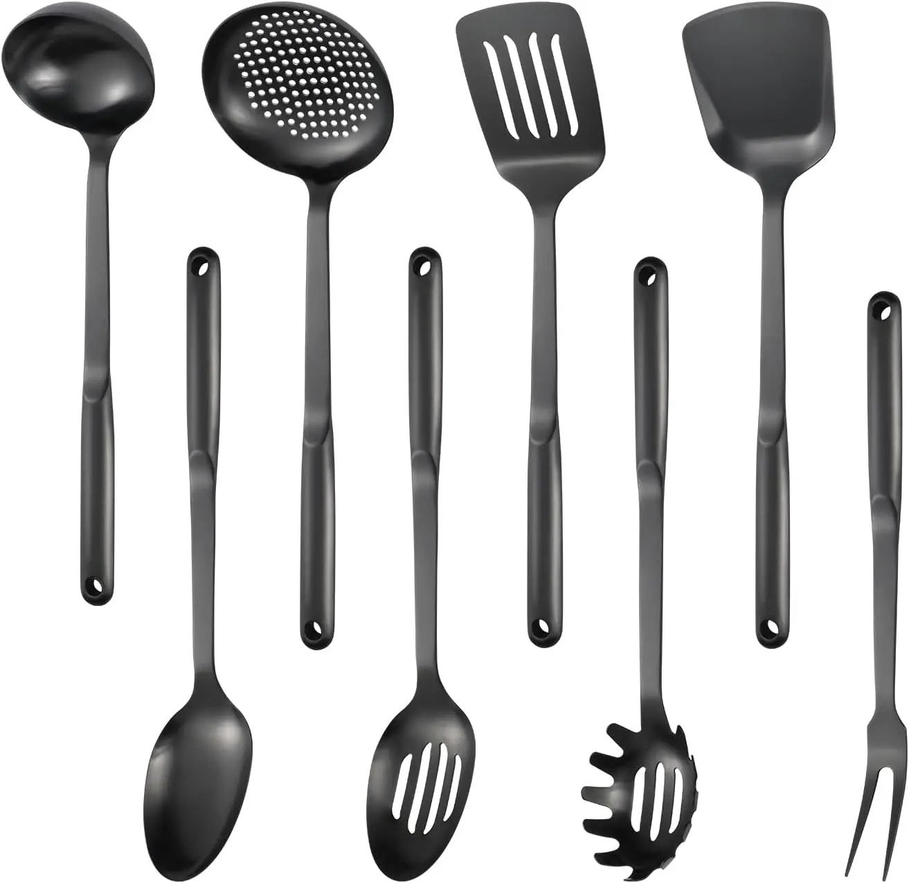 Stainless Steel Cooking Utensils Set, 8Pcs Kitchen Utensils Set, Include Skimmer, Soup Ladle, Spaghetti Server, Wok