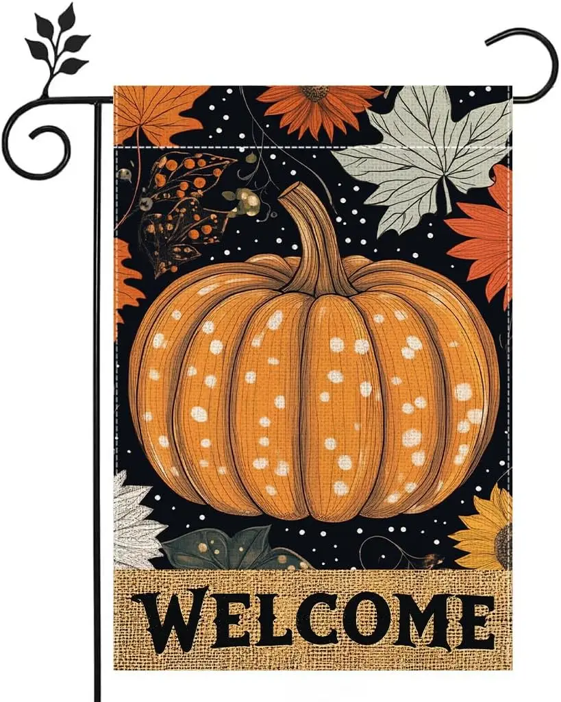 Fall Pumpkin Garden Flag Welcome Double Sided 12x18 Outdoor Decor yyi