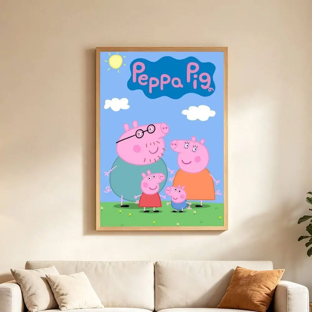 Peppa Pig C-Cartoon P-Pink Poster High Quality Dorm Living Room Aesthetic Wall Decoration Painting Stickers Gift view 3