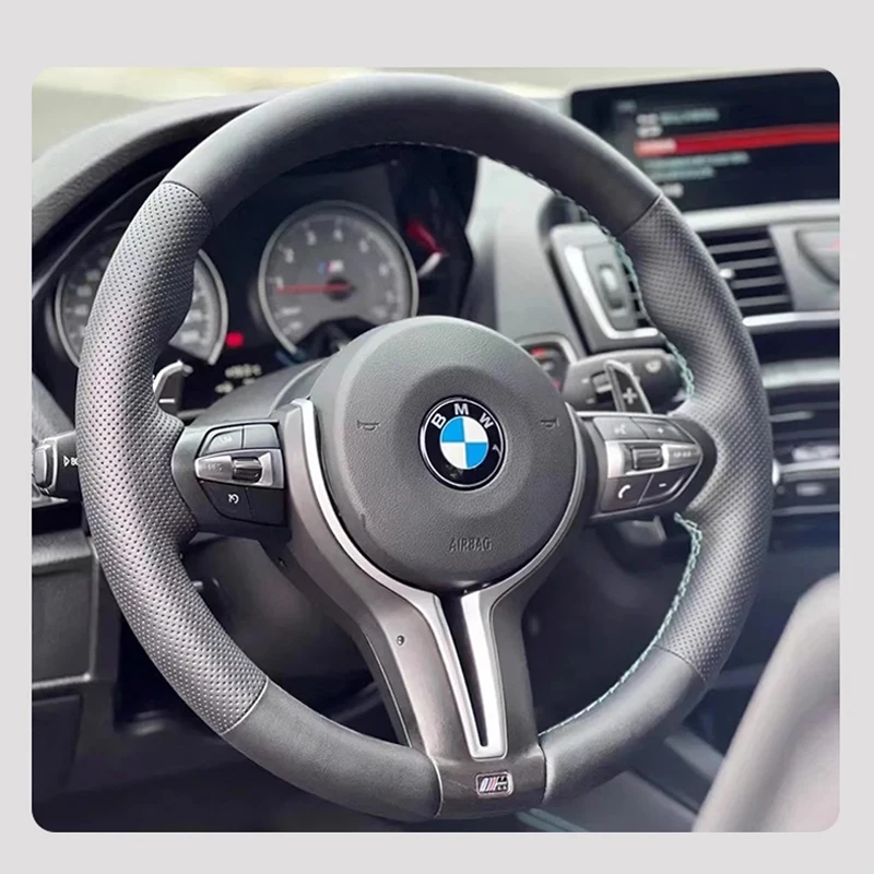 

Car Steering Wheel Cover for BMW M Sport F06 F10 F15 F16 F20 F21 F25 F30 F32gt F80 F82 X1 X3 X5 Hand-sewn Sewing Genuine Leather