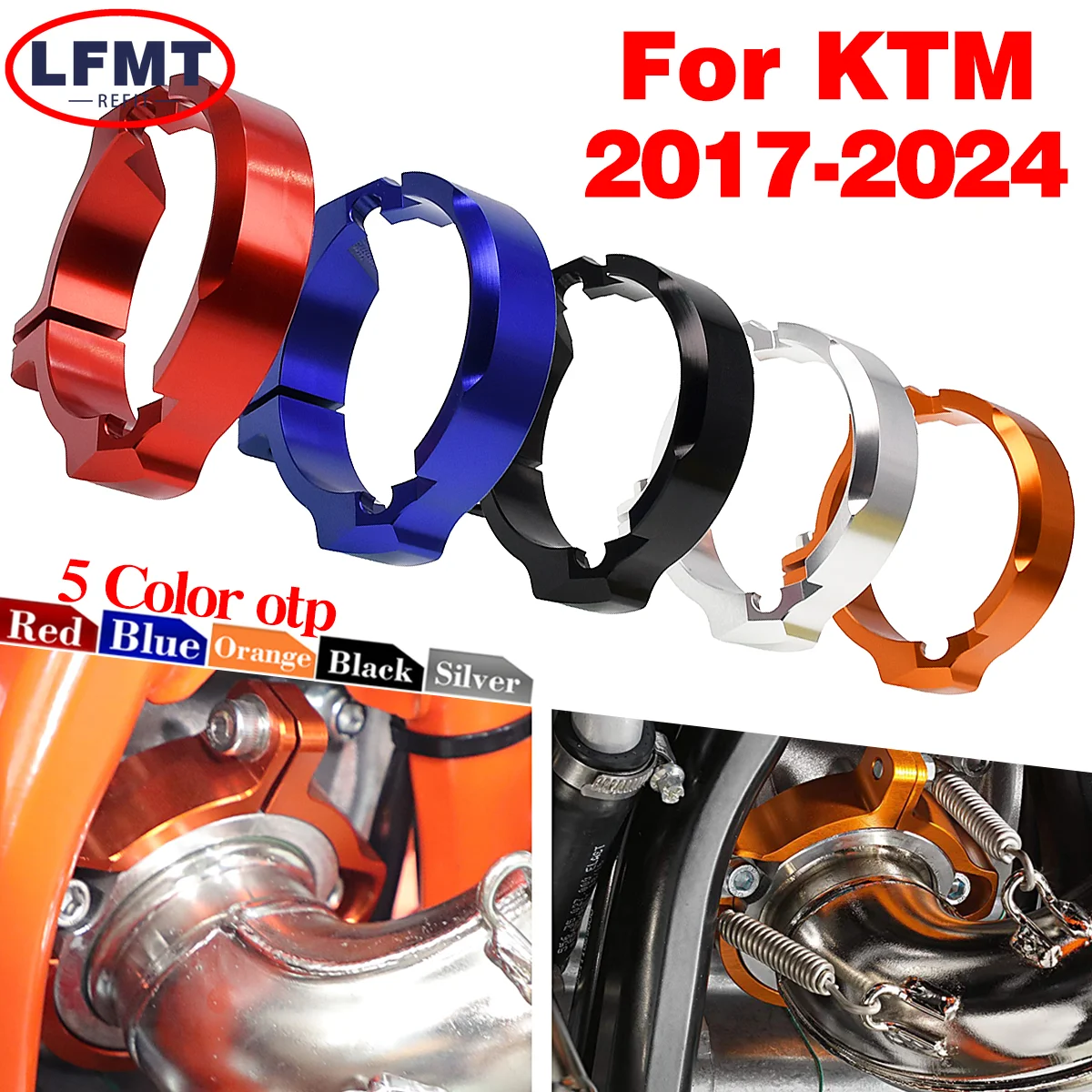 Motorcycle CNC Exhaust Tip Muffler Pipe Clamp Flanges Protector Cover For KTM 250 300 EXC XC XCW XC-W Six Days XCW TPI 2017-2024