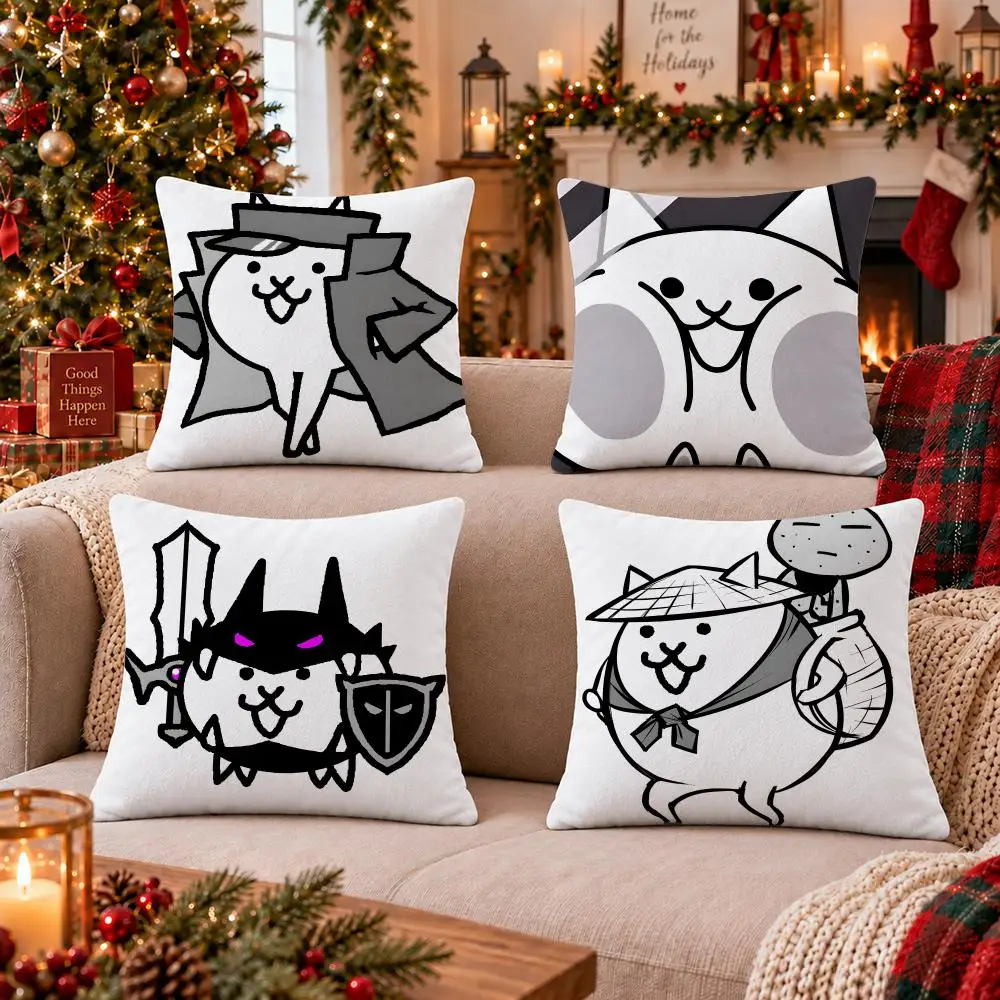 Game The Battle Cats Cushion Cover Cushion Cover Soft Plush Cushion Covers Fluffy Throw Pillow Cases for Sofa Bedroom
