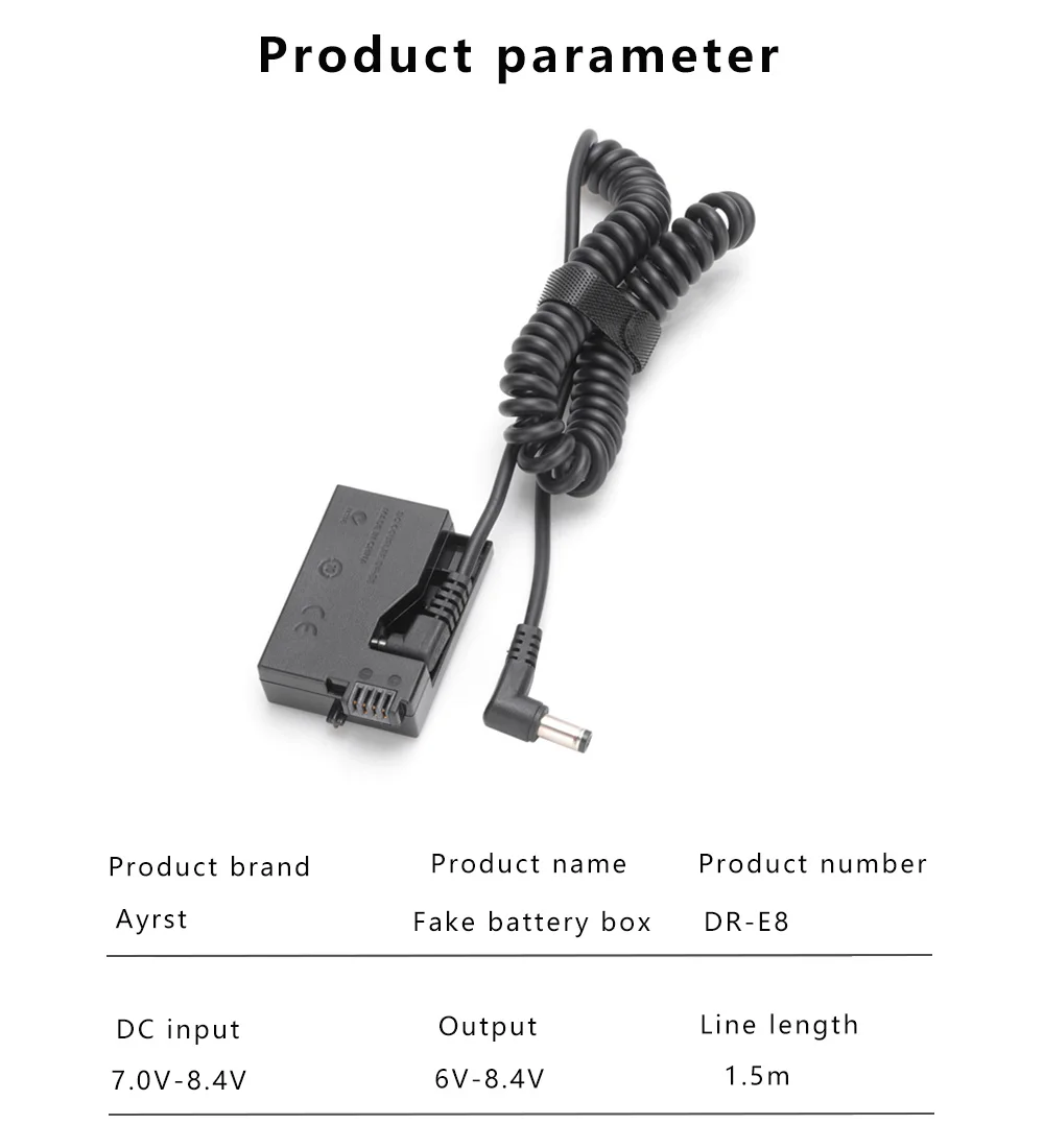 LP-E8 Dummy Battery DR-E8 DC Coupler with NP-F Battery Adapter Plate For Canon EOS Rebel T5i T4i T3i T2i Kiss X6 Kiss X5 Kiss X4