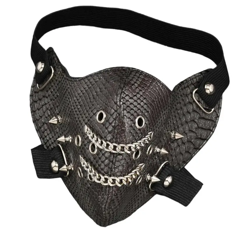 652F قناع دراجة نارية لراكبي الدراجات النارية على الطراز القوطي الشرير بنصف وجه مضاد للغبار، هدايا قناع رياضي