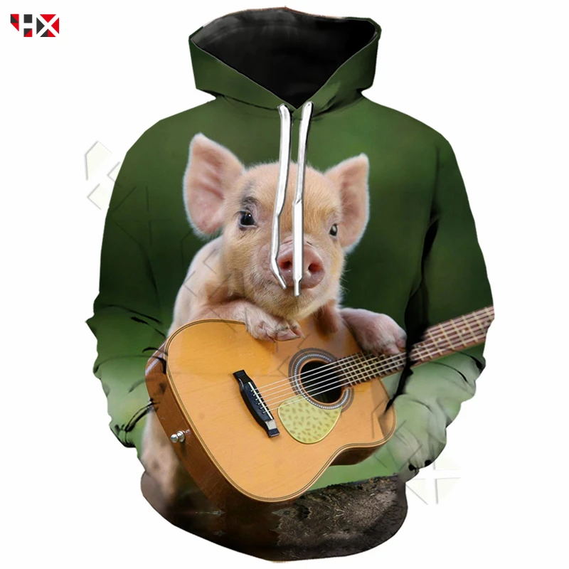 

Cute Little Suckling Pig and Violin Men Sweatshirt 3D Print Men Women Sportswear Hoodie Casual Tops S398