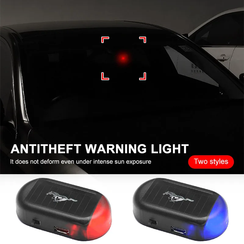 

Car Mini LED Solar Powered Security Light Caution Lamp Auto Accessories For Ford Mustang Zapatillas Miniatura Gt Shelby sticker