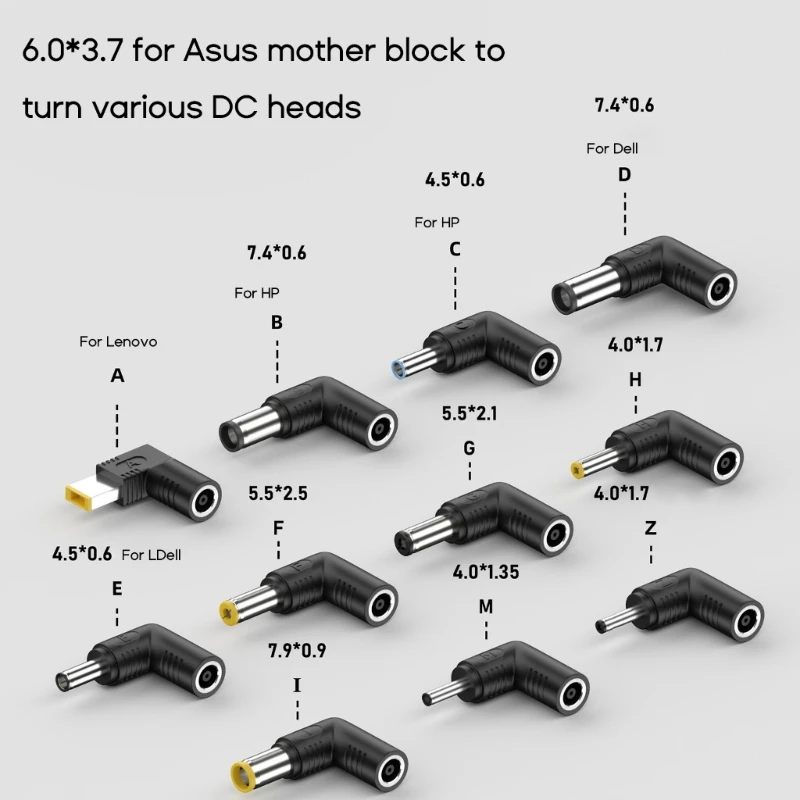 Power Adapter Connector 6.0x3.7 Female to 5525 7406 4506 5521 4017 Jack Plug Charging Converter for Laptop Adapter