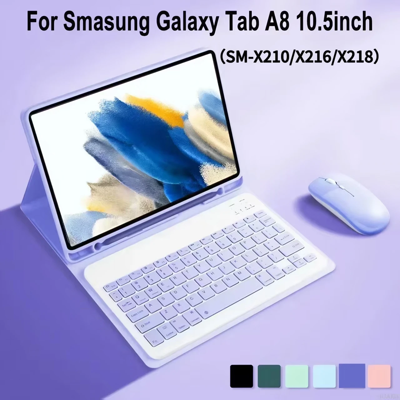 For Galaxy Tab A8 10.5 Inch Case with Keyboard, Detachable Keyboard Cover for Samsung Tab A8 2021/2022 SM-X200 X205 X207