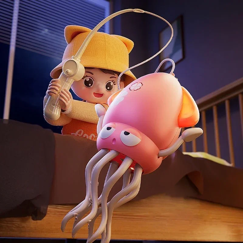 Giocattolo interattivo di polpo danzante con musica a LED Calamari elettrici per evitare ostacoli automatici Giocattolo con sensore strisciante per bambini