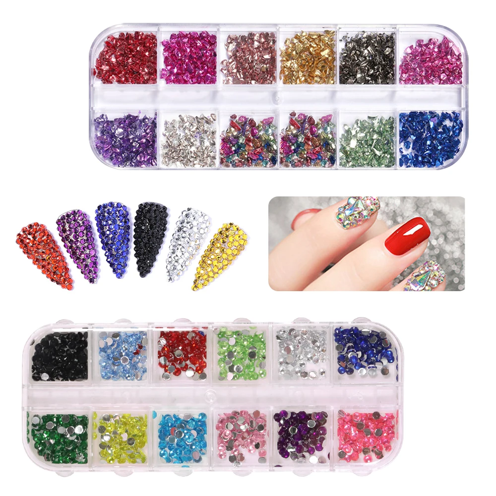 Cnhids Nail Art Decoraties Glitter Diamant Edelsteen 3d Nail Steentjes Accessoires Uv Led Nageldroger Borstels Set Manicure Tools