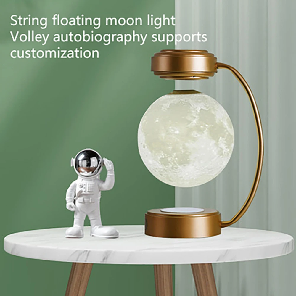 3D Magnetic Levitating Moon Lamp LED Night Light Rotating Wireless Three Colors Floating Lamp For Bedroom Novelty Christmas Gift