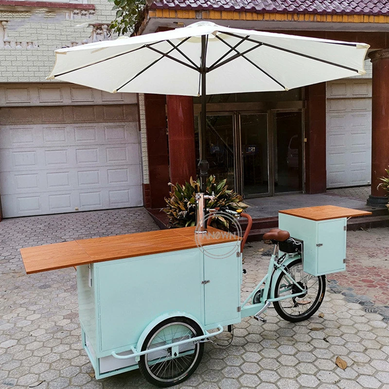 Electric Refrigerated Fresh Beer Cargo Bike Commercial Mobile Cold Drink Ice Cream Cart Pedal Vending Kiosk With Refrigerator