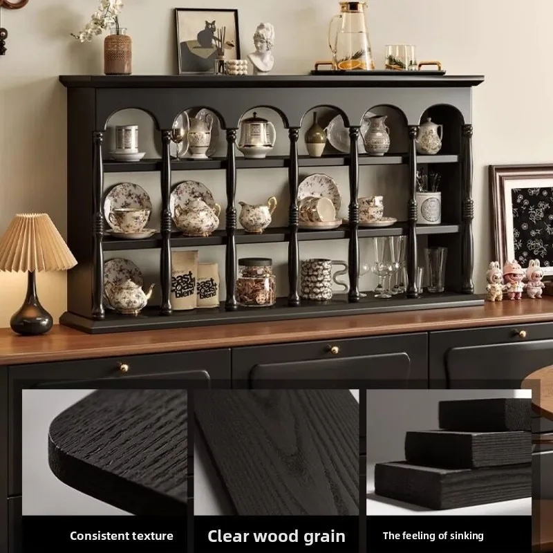 French Solid Wood Cup Holder Wall Mounted Storage Rack Heat Resistant Easy Clean Organizer for Kitchen Coffee Bar Home Decor