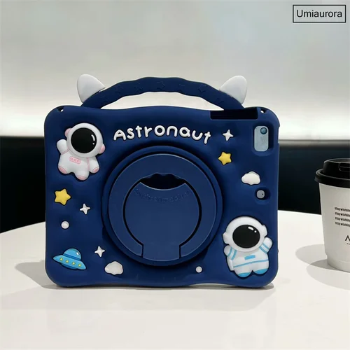 Imagen 2 del producto Para Huawei MatePad SE 11 10,4 T10S Honor Pad 9 12,1 X8 X9 11,5 T5 10,1 pulgadas funda para tableta de dibujos animados funda con soporte de rotación de silicona para niños