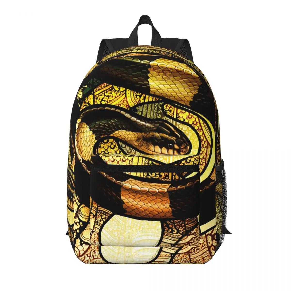 

Black Gold Scary Snake Student Backpack School Bag Hiking Travel Daypack for Boys Girls Bookbag Shoulder Bags