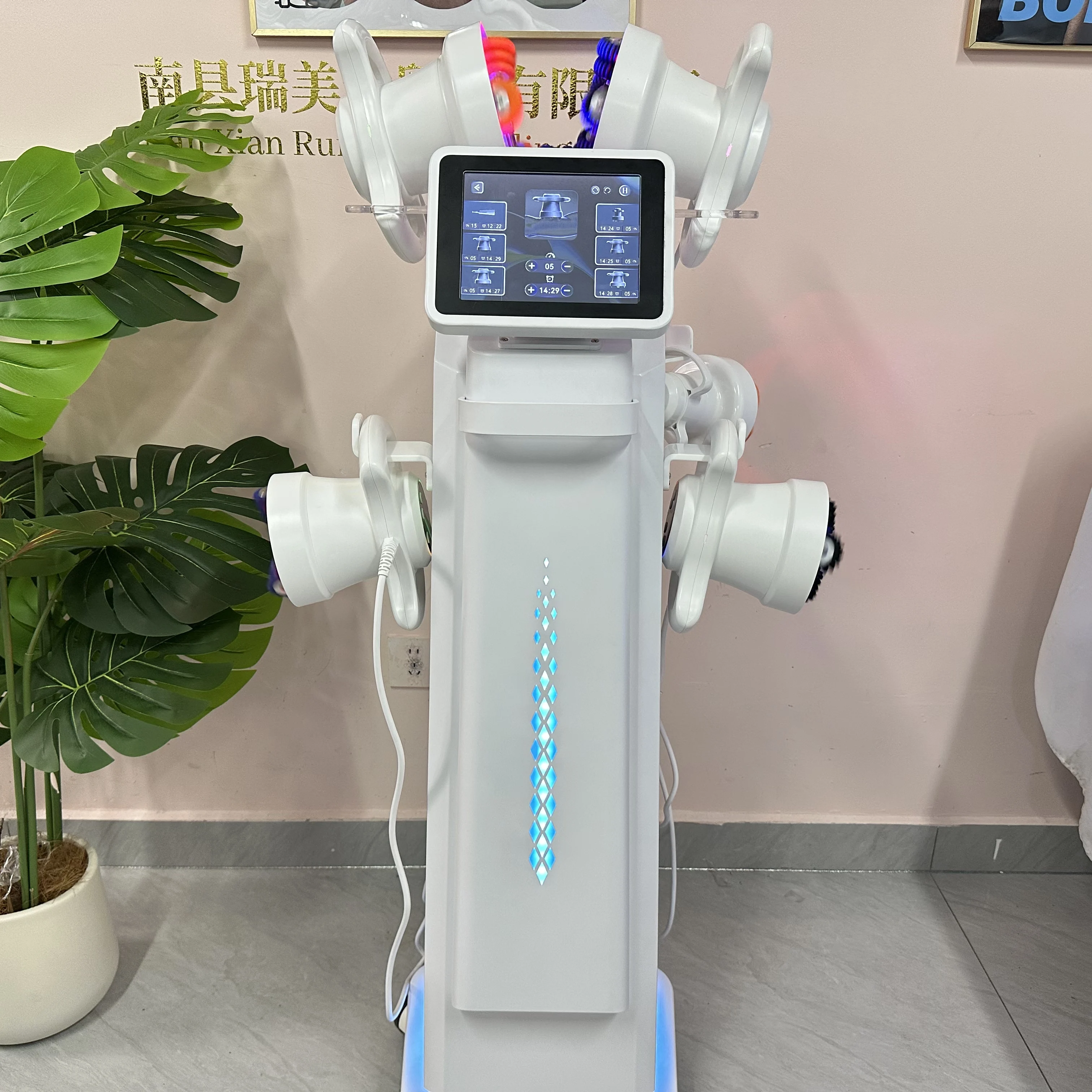 Professional 360° Roller Body Sculpting System with 6 Handles Dual-Directional Rotation Red & Blue Light Therapy Lymphatic Detox