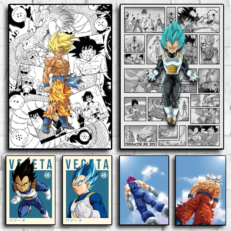 

High Quality Canvas Painting Dragon Ball Goku Vegeta Cartoon Picture Poster Prints Home Bedroom Wall Picture Decorative Gift