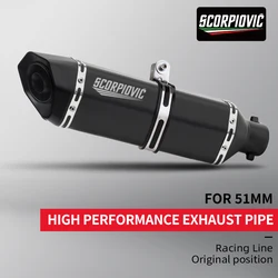 51mm Universal Motorcycle Exhaust Pipe Escape Modified Muffler With DB Killer For XJ6 MT07 MT09 MT03 Z400 300/370/470MM