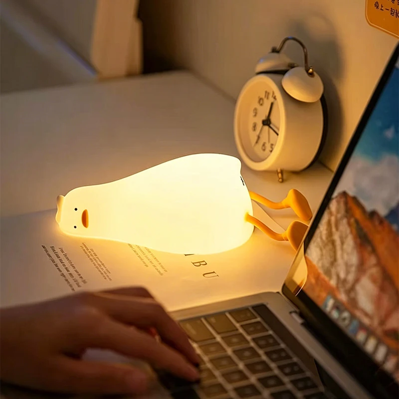 Sunset Lamp Lying Flat Duck Shape LED Night Light Soft Dimmable Lighting Bedside Sleep Lamp Home Bedroom Decorative Ornament