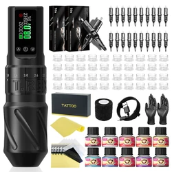Tattoo Kit T-Rex Wireless Tattoo Machine Kit Rotary Tattoo Pen Adjustable 7 Stroke Length 1600mA Power Supply Tattoo Gun Kit