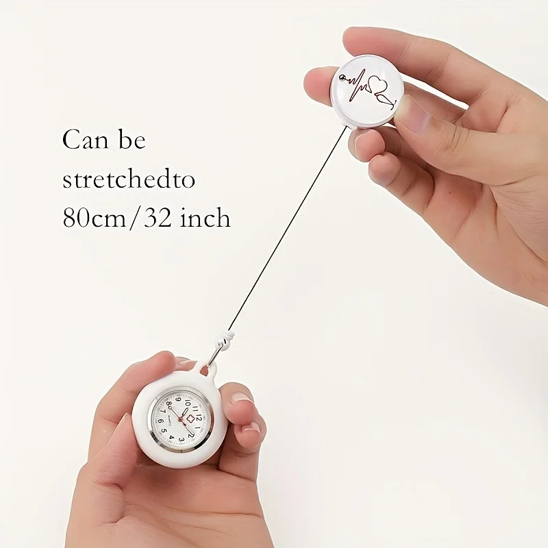 Exquisite White Angel Nurse Pocket Watch, Heart Rate Pattern Decoration, Simple Time Quartz Watch,Perfect for Medical Nurse