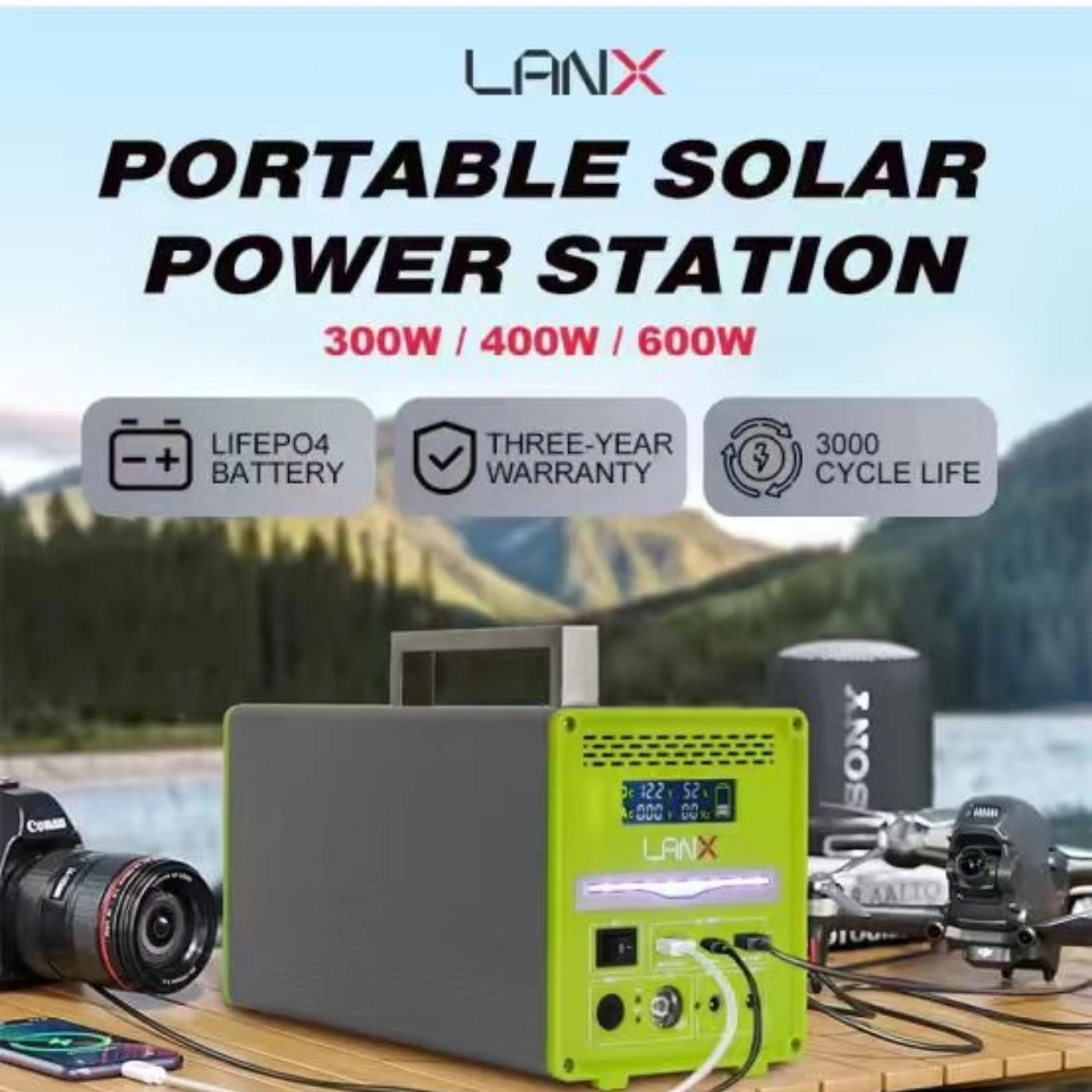 ALLPOWERS Portable Power Station R600, 299Wh LiFeP04 Battery with 2x 600W (1200W Surge) AC Outlets for Outdoor Camping RV Home