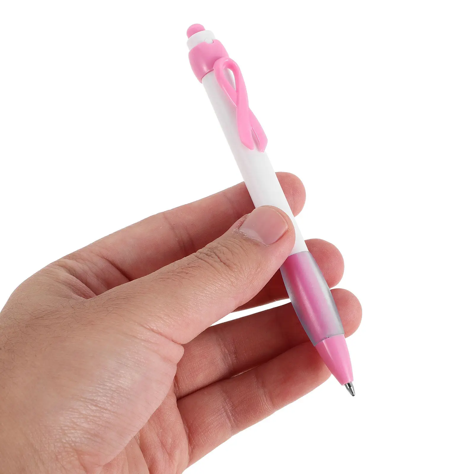 

12Pcs Breast Cancer Awareness Ballpoint Pens Ribbon Shape Soft Grip Retractable Smooth Writing Party Favors Fundraiser Classroom