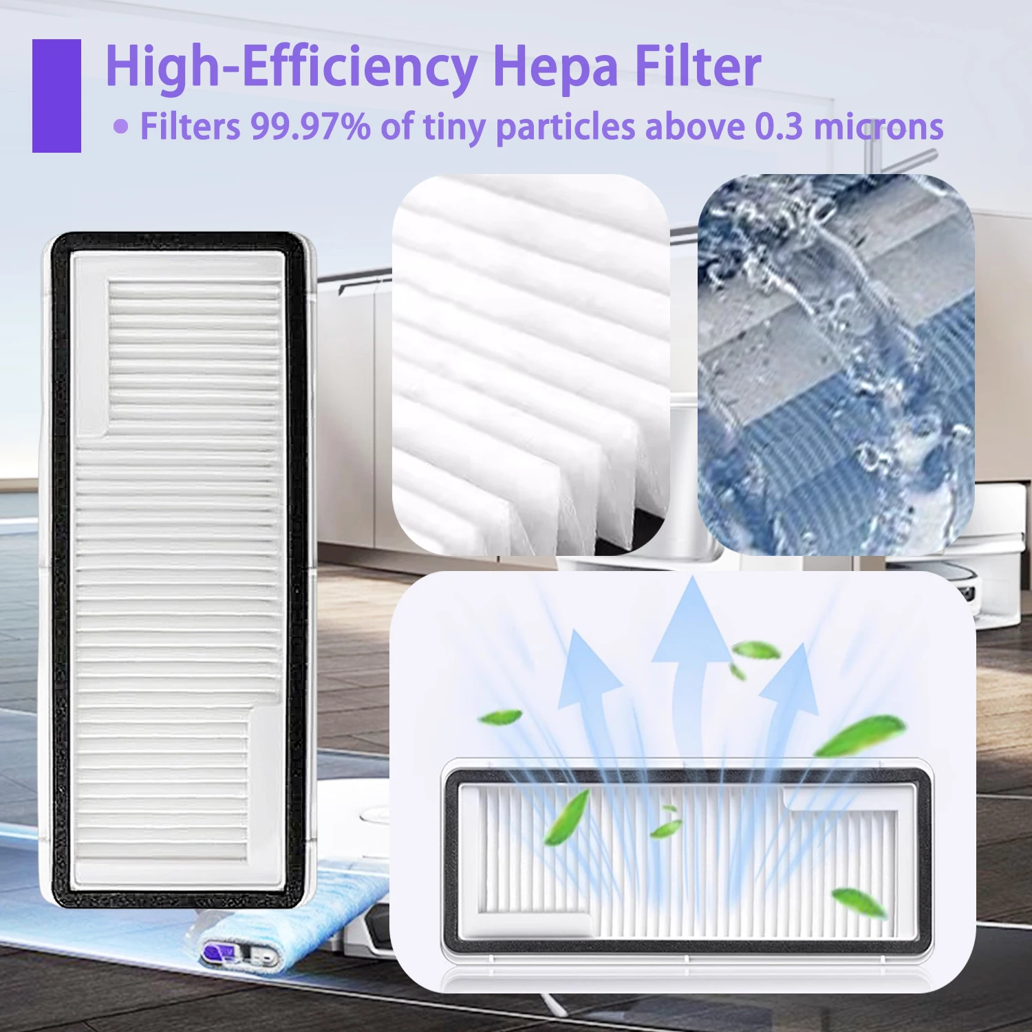 مناسبة لملحقات المكنسة الكهربائية الروبوتية Narwal Flow: الفرشاة الرئيسية/ممسحة المسار/الفرشاة الجانبية/فلتر HEPA/حقيبة الغبار