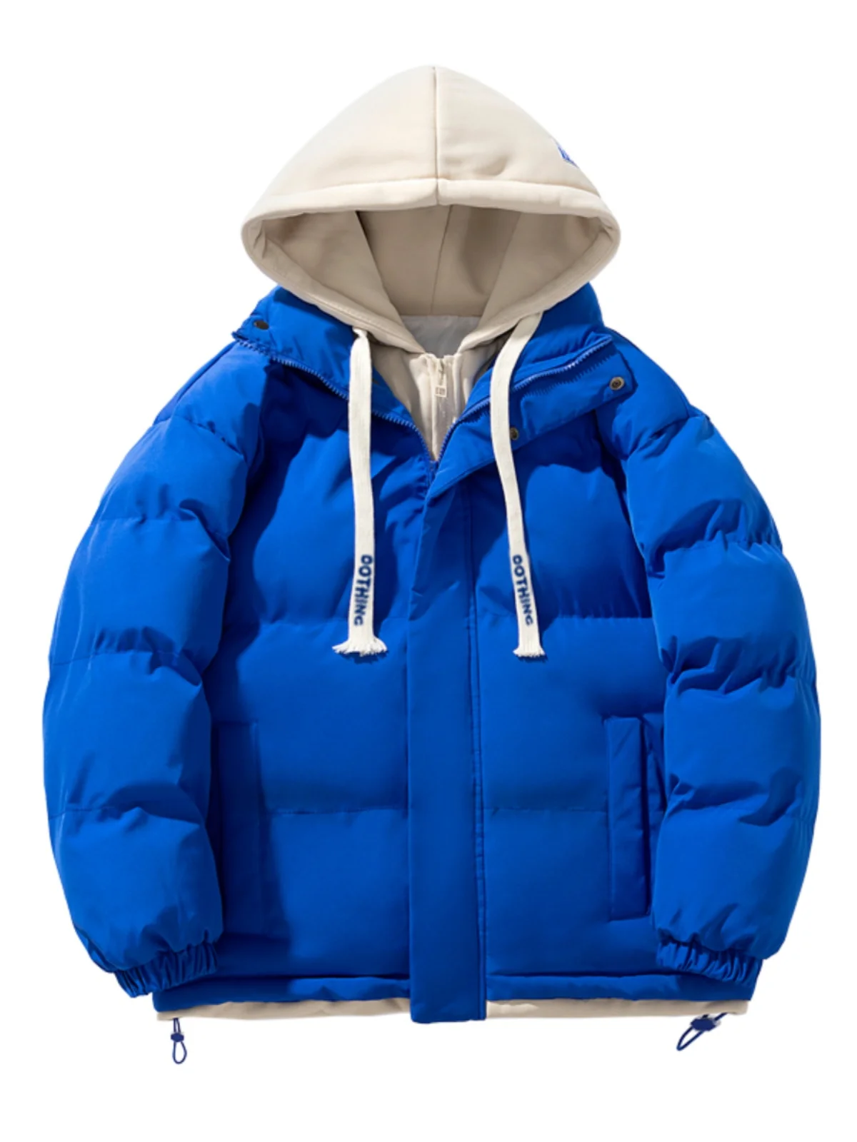 

Мужская зимняя утепленная хлопковая куртка-обманка (имитация двухслойности), свободного кроя, модная, в городском стиле, с капюшоном, на молнии, с длинными рукавами