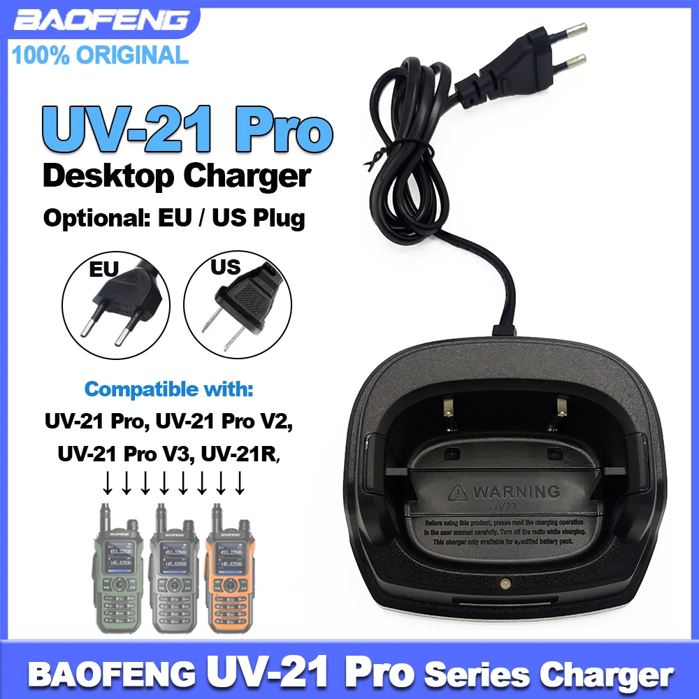 BAOFENG UV-21 Pro Desktop Charger 100% Original Li-ion Charger Compatible with Walkie Talkie UV-21Pro V2V3 UV-21R Two Way Radios