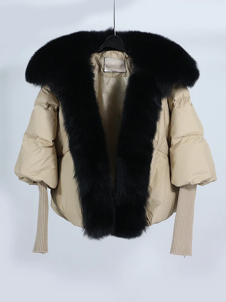 OFTBUY New White Duck Down Jacket Winter Women Warm Loose Coat Natural Real Fox Fur Collar Thick Luxury Outerwear New Fashion