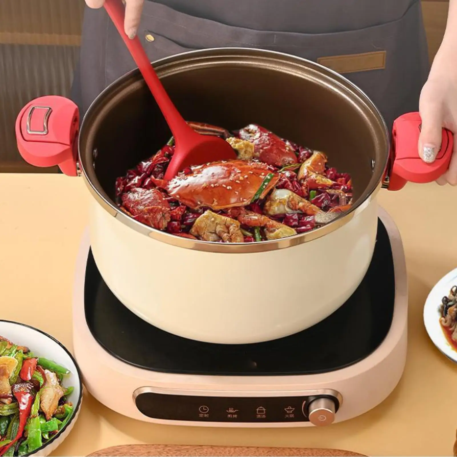 Pressure Cooker Pot Nutrient-Locking with Double Handle Kitchen Cooker Pressure Pot for Chefs Professionals Enthusiasts Meat