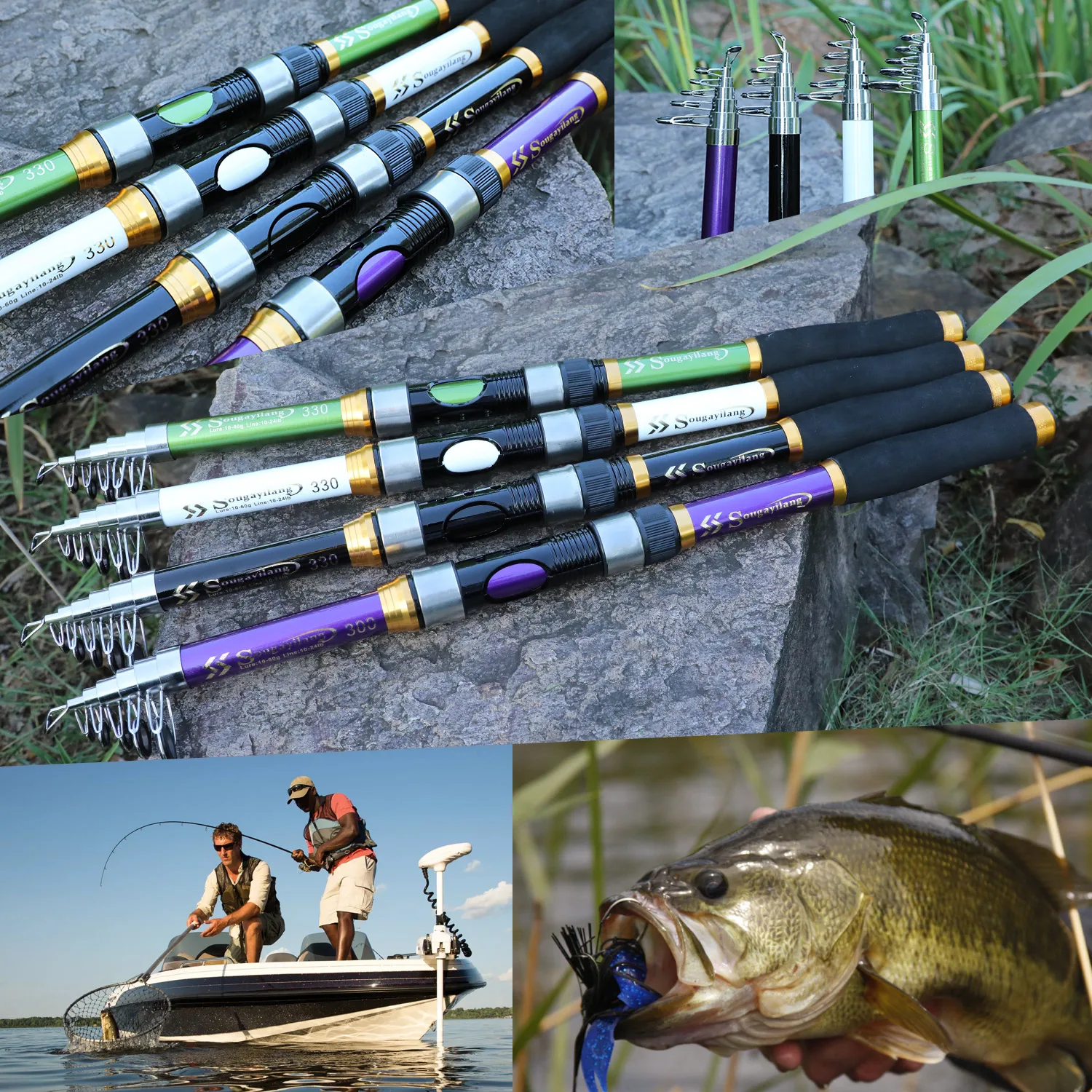 Sougayilang الغزل الصيد رود 1.8-3.3 متر الكارب الصيد رود فعالة من حيث التكلفة FRP المواد قصبة صيد خشبية تلسكوبي الصيد رود Pesca