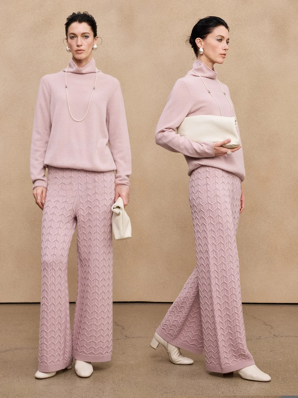 

Mannala Knitted Woolen Pants Floral Twist Knitwear Tee-Dimensional Sensation Retro Sle Ladies Casual Trousers Q025