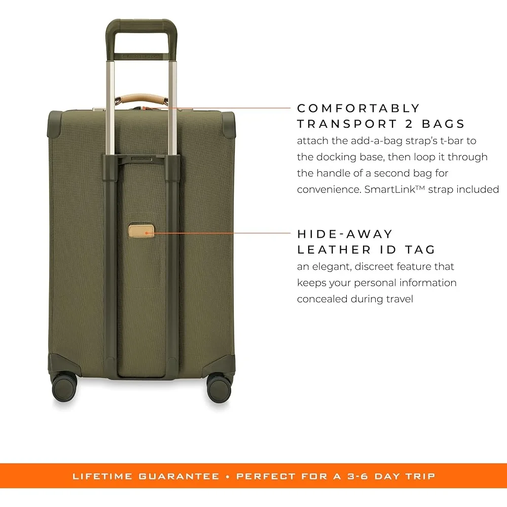 Expandable Spinner Luggage 26 Inch Softside Travel Suitcase with 360 Wheels Self-Repairing Zipper Organizational Pockets Men