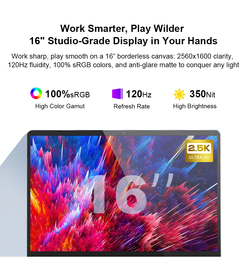 [Ship From Within Europe]Ninkear A15 Pro Laptop 16" QHD 2.5K 120Hz Display AMD Ryzen 5 5500U 16GB DDR4+1TB SSD 54.72Wh Battery 65W Charging BT5.2 Wi-Fi 6 Windows 11