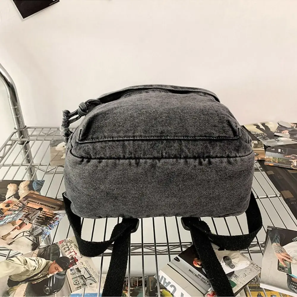 Simple Y2K Denim Backpack Japanese Style Street Style Vintage Handbag Shopping Bag Large Capacity Solid Crossbody Bag Women&Men