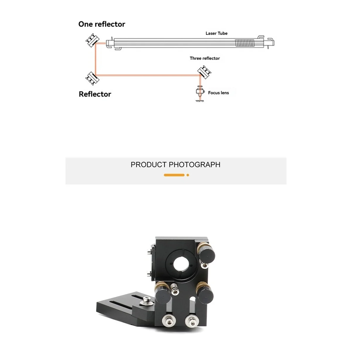 N18R CO2 Black Second Laser Mount Mirror 25mm Mirror Mount Integrative Mount for Engraving Machine