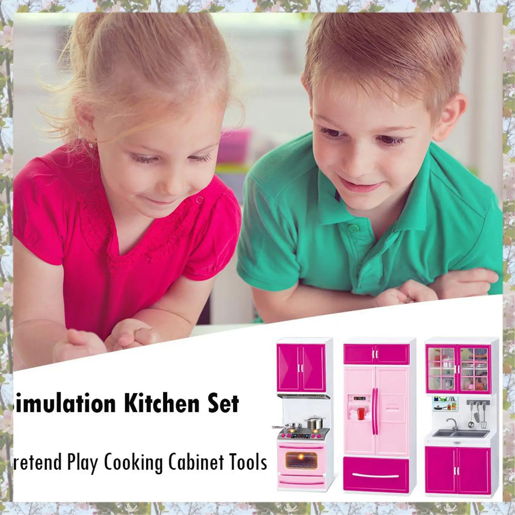 Ensemble d'armoires de cuisine de Simulation T84C, outils de cuisine pour enfants, Mini ensembles de vaisselle, ensemble de jeu pour maison de poupée pour filles