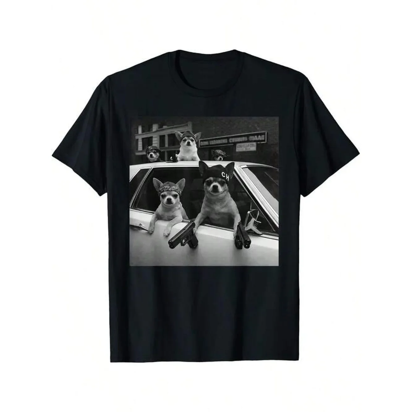 Funny Chihuahua Meme Chihuahua Gangster Dog Street Design T-Shirt