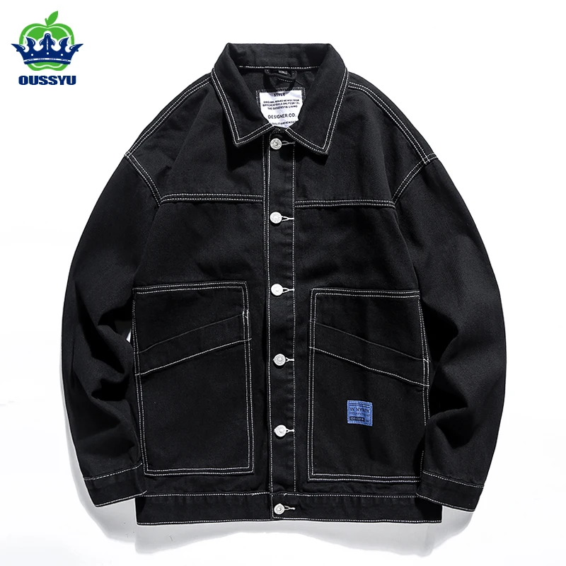 Autumn New Men's Black Denim Jacket Fashion Vintage Street Style Casual Cotton Elasticity Coat Male Brand Clothes