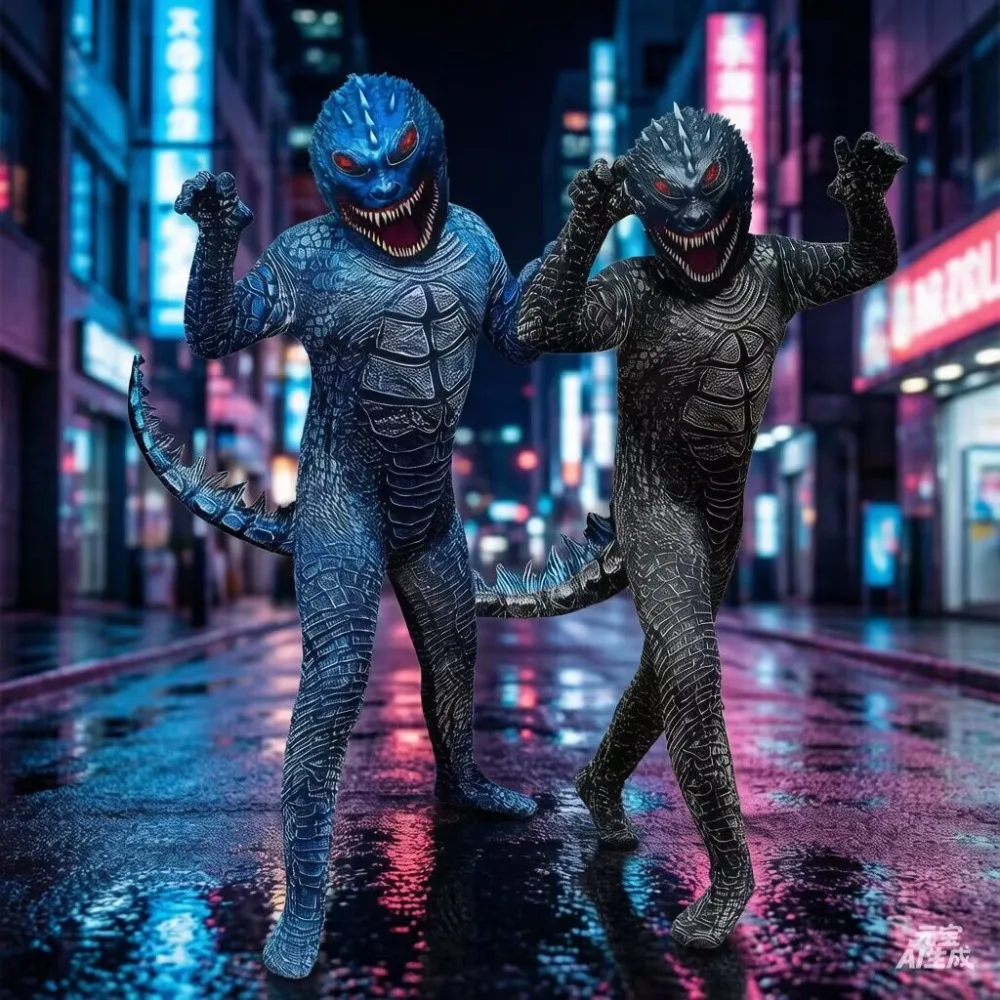 恐ろしいハロウィンコスプレ衣装子供用-g-godzillaa-vs-kkong-ジャンプスーツ-ヘッドギア-モンスターパフォーマンスゴリラ-誕生日プレゼント