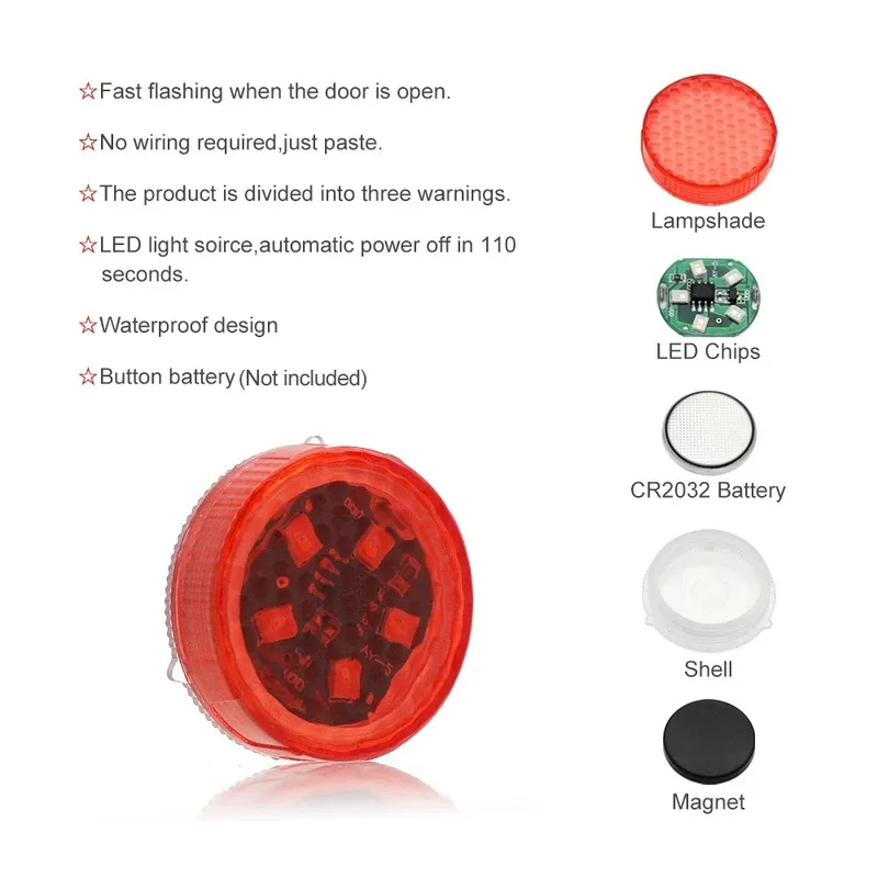 1/2/4Pcs Car Opening Door Safety Warning Anti-collision Lights Magnetic Sensor Strobe Flashing Alarm Lights Parking Lamp